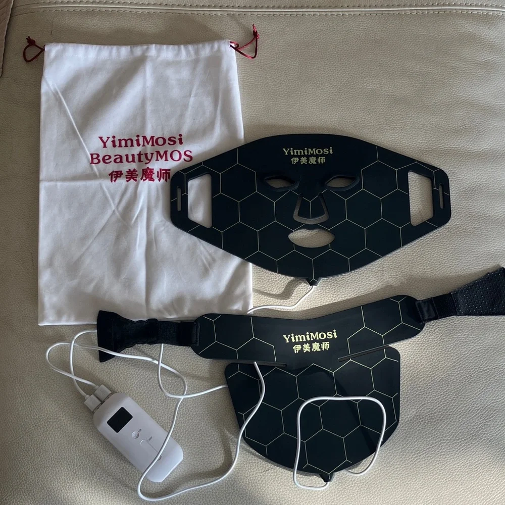 Black LED Facial & Jawline Therapy Mask with Controller
